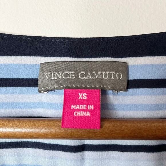 Vince Camuto Women Blouse XS Tank Top Sleeveless Wrap Front Striped Blue Purple - Picture 4 of 6
